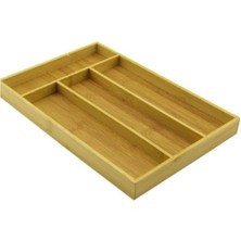 22,5 x 33,5 cm 4 Adet Bölme Içeren Yüksek Kalite Ahşap Bambu Kaşıklık