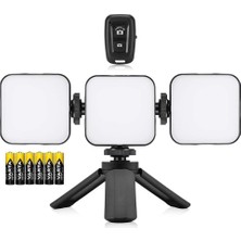 Puluz PU529B 3x 64 LED Light 5W 800 Lümen Sürekli Işık Mini Tripod ve Kumanda