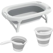 Katlanabilir Bebek Küveti Seti - Ergonomik, Yer Kaplamaz Banyo Kovası ve Maşrapası