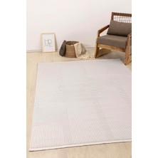 Farahan Beyaz Geometrik Tozumaz Salon Koridor Balkon Teras Bahçe Oturma Odası Halısı A0861A, 120 x 180