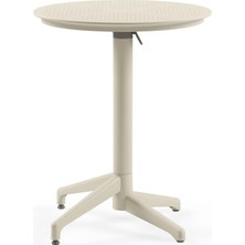 Moon Katlanır Masa Ø60 cm - Bahçe, Balkon, Kafe, Restoran Için, Iç ve Dış Mekan Bej