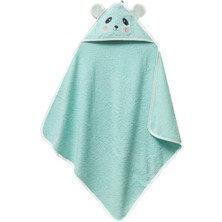 Pandadots 3D Kapüşonlu Bebek Havlusu – 3D Panda Nakışlı,soft Cotton, 80X80 Cm, 0–12 Ay (Mint)