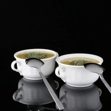 Güral Porselen Çift Kulplu Çorba Kasesi, 11 Cm, Beyaz, 2 Adet Set