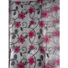 Şeffaf Desenli Masa Örtüsü 1,7 mm 70 cm Pvc Kaymaz Masa Örtüsü Pembe-Şeffaf 70 x 100