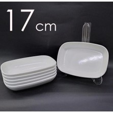 6 Adet Beyaz Melamin Kayık Tabak 17X12CM Ortaboy Salata Tabağı Günübirlik Hesaplı Oval Kare Servis