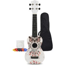 Soprano Ukulele Baykuş Desen Kapak
