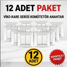 Viko Karre Serisi Ikili Elektrik Anahtarı (Komütatör) Beyaz - 12'li Set - Çerçeveli