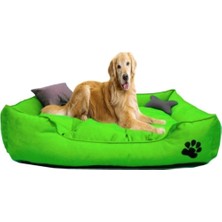 Büyük Boy Köpek Yatağı, Yeşil Renk, Pati Desenli, Iki Yastıklı, Xl Köpekler Için 80X100