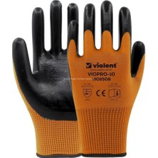 Violent Nitril Kaplı Örme Eldiven, Çift RENK,%100 Polyester, Kaymaz, Dayanıklı, Endüstriyel Iş Eldiveni, Inşaat, Bahçe, Otomotiv, Lojistik Için Uygun,