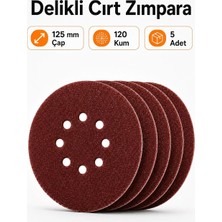 (5 Adet) Delikli 125 mm Cırt Zımpara 120 Kum Kaporta Duvar Metal Mobilya Cila Parlatma Zımparalama
