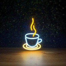 Kahve Fincanı Neon Işıklı Tablo, LED Duvar Dekoru