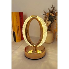 Kristal LED Masa Lambası 3 Renk Işıklı (Halka Kristal)