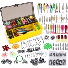 302 Parça Çantalı Balık Olta Seti, Silikon Sahte Yem Olta Iğne Takımı, Kurşun Ağırlık Jig Head Kaşık Spinner Popper Minnow Kurbağa Kanca Kutulu Levrek