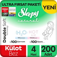 Natural Double Soft Ultra Fırsat Paketi Külot Bez 4 Numara Maxi 200 Adet