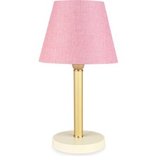 Bohhem Bronz Gövdeli Abajur Pembe Dokuma Pembe