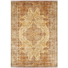 300X400 cm Sosnovibor Altın Vintage Yün El Dokuma Modern Geometrik Etnik Eskitme Desenli Boho Oturma Odası Salon Yolluk Koridor Mutfak Halısı