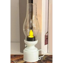 Dekoratif Eski Gaz Görünümlü LED Mum Lamba Alev Efektli Dekor Lamba 18 cm