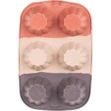 30010-3 Silikon Çiçek Muffin Kalıbı 6'li | Yapışmaz Cupcake ve Mini Kek Kalıbı