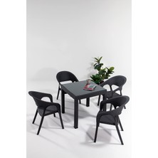 Garden Camlı 80X80 Bahçe&amp;amp;amp;balkon&amp;amp;amp;teras Masa Seti - Antrasit