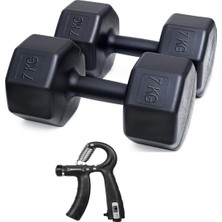 Besinistanbul Ps Spor 7 kg Dambıl x 2 Adet = 14 kg + Sayaçlı Ayarlanabilir El Yayı Siyah