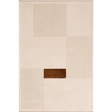 Farahan Krem Tarçın Geometrik Tozumaz Salon Koridor Balkon Teras Bahçe Oturma Odası Halısı A0859A, 120 x 180