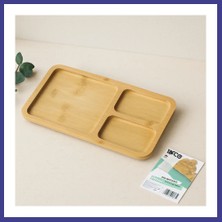 Bezos 3 Bölmeli Dikdörtgen Bambu Servis Tepsisi 24.8X13.8X1.4 cm Mrl