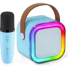 K12 Karaoke Bluetooth Hoparlör Mikrofonlu Speaker Kablosuz Karaoke Mic Hoparlör ile Rgb LED Işık Kız Erkek Hoparlör Mini Taşınabilir Ses Müzik Kutusu