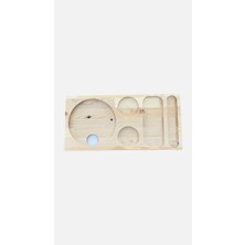 1 Adet Otel Servis Karşılama Sunum Ikram Tepsisi Doğal Masif Ahşap 5 Bölmeli Kettle Ketil Altlığı 41X20 cm