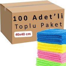 100-ADET Toptan Mikrofiber Bez Seti Karışık Renk, 40X40 cm 160 Gsm Emici Tüylenmez Çabuk Kurur Mikrofiber Temizlik Kuruluma Bezi, Toptan Toplu Mikro F