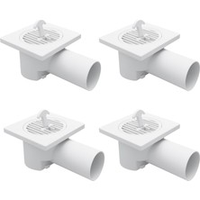 4'lü Paket Plastik Yer Sifonu 10X10 cm Kare Izgaralı – 50 mm Yandan Çıkışlı Abs Plastik Banyo Duş Balkon Tahliye Süzgeci