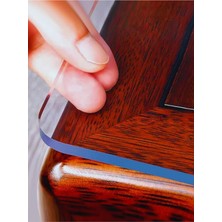 Şeffaf Masa Örtüsü Koruyucu 2.4mm Kalın Oval Köşe Premium Kokusuz Plastik Masa Örtüsü Pvc Masa Örtü, 80 x 90