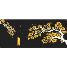 Gaming Sakura Mouse Pad 90X40 Cherry Blossom Mouse Pad Xxl Büyük Oyuncu Mouse Altlığı Kiraz Çiçeği Mousepad (Sarı-Siyah, 90X40 cm 3mm Kalınlık)