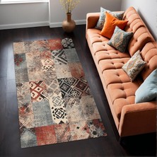 Resaye Patchwork Şönil Kaymaz Doğal Pamuk Tabanlı Yıkanabilir Antibakteriyel Çevre Dostu Salon Halısı 120X180