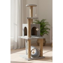 T06 Kedi Oyun Evi Kedi Tırmalama ve Oyun Evi Gri