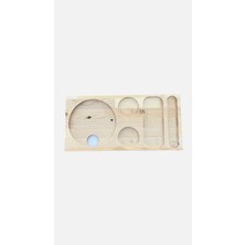 2 Adet Otel Servis Karşılama Sunum Ikram Tepsisi Doğal Masif Ahşap 5 Bölmeli Kettle Ketil Altlığı 41X20 cm