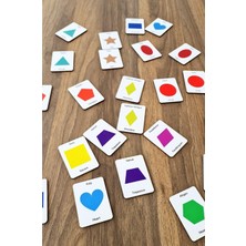 Ahşap Zeka Kartları – Şekillerle Eşleştirme Oyunu | 24 Parça | 5,5 x 7,5 cm