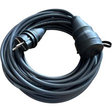 3X1.5MM%100 Bakır Ttr Topraklı Seyyar Uzatma Kablosu (Siyah, 25 Metre)