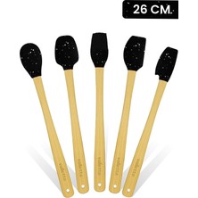 Indigo 5'li Siyah Noktalı Bambu Silikon Spatula Seti Uzun 26 cm