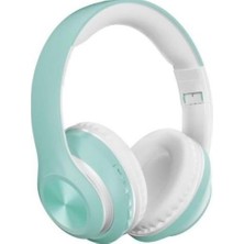 P68 Katlanabilir Bluetooth Kablosuz Kulak Üstü Streo Wireless Aux Girişli Mikrafonlu Extra Bass Kulaklık (Turkuaz)