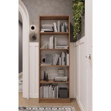 Asra Trend Petra Desen K002 5 Raflı Kitaplık 56 cm Genişlik Dar Alan Uyumlu Modern KÜTÜPHANE%100 Mdflam Dekoratif Raf Ünitesi