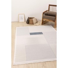 Farahan Gri Mavi Geometrik Tozumaz Salon Koridor Balkon Teras Bahçe Oturma Odası Halısı A0859A, 120 x 180