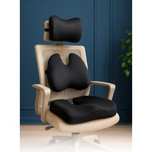 Ergonomik Bel Boyun ve Oturma Desteği 3'lü Minder Seti,siyah