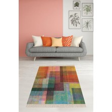 Theclouds Geometrik Desen Renk Geçişli Dijital Baskı Yıkanabilir Kaymaz Taban Leke Tutmaz Modern Salon Halısı, 60 x 120