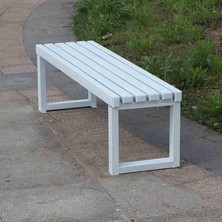 Bank, Hava Koşullarına Dayanıklı Dış Mekan Bahçe Tezgahı 900LB Kapasiteli Sırtı Açık Veranda Yemek Koltuğu Sundurma Yard ve Park Için - Beyaz 120 Cm/4