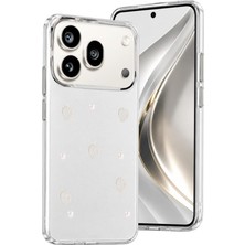 Huawei Honor 600 Pro ile Uyumlu Kılıf Şeffaf Üzeri Kabartma Parlak Desen Fiyonk Kapak