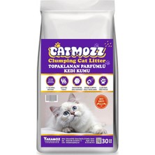 Catmozz Premium Topaklanan Özel Parfümlü Bentonit Ince Beyaz Kedi Kumu Maxi Paket 30 Lt
