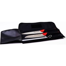 Yaren - 3 Lü Çantalı Masatlı Şef Mutfak Bıçağı Özel Seti - Klasik ve Santoku Şef Bıçağı