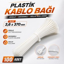 Cırt Kelepçe 3,6X370 mm Plastik Beyaz Renk (100 Adet) Zip Kablo Bağı Çok Amaçlı Bağlama