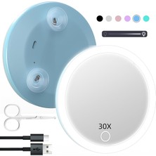 30X Işıklı Seyahat Büyüteç Aynası, Küçük LED Büyüteç Aynası Şarj Edilebilir 30X Seyahat Büyüteç Aynası, 4'' Cep Makyaj Büyüteç Aynası Kısılabilir 30X
