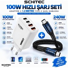 100W 4 Çıkışlu Hızlı Şarj Başlığı ve 240W Type-C To Type-C Süper Hızlı Şarj Kablosu
